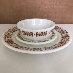 5 Pyrex Copper Filigree Dish Set